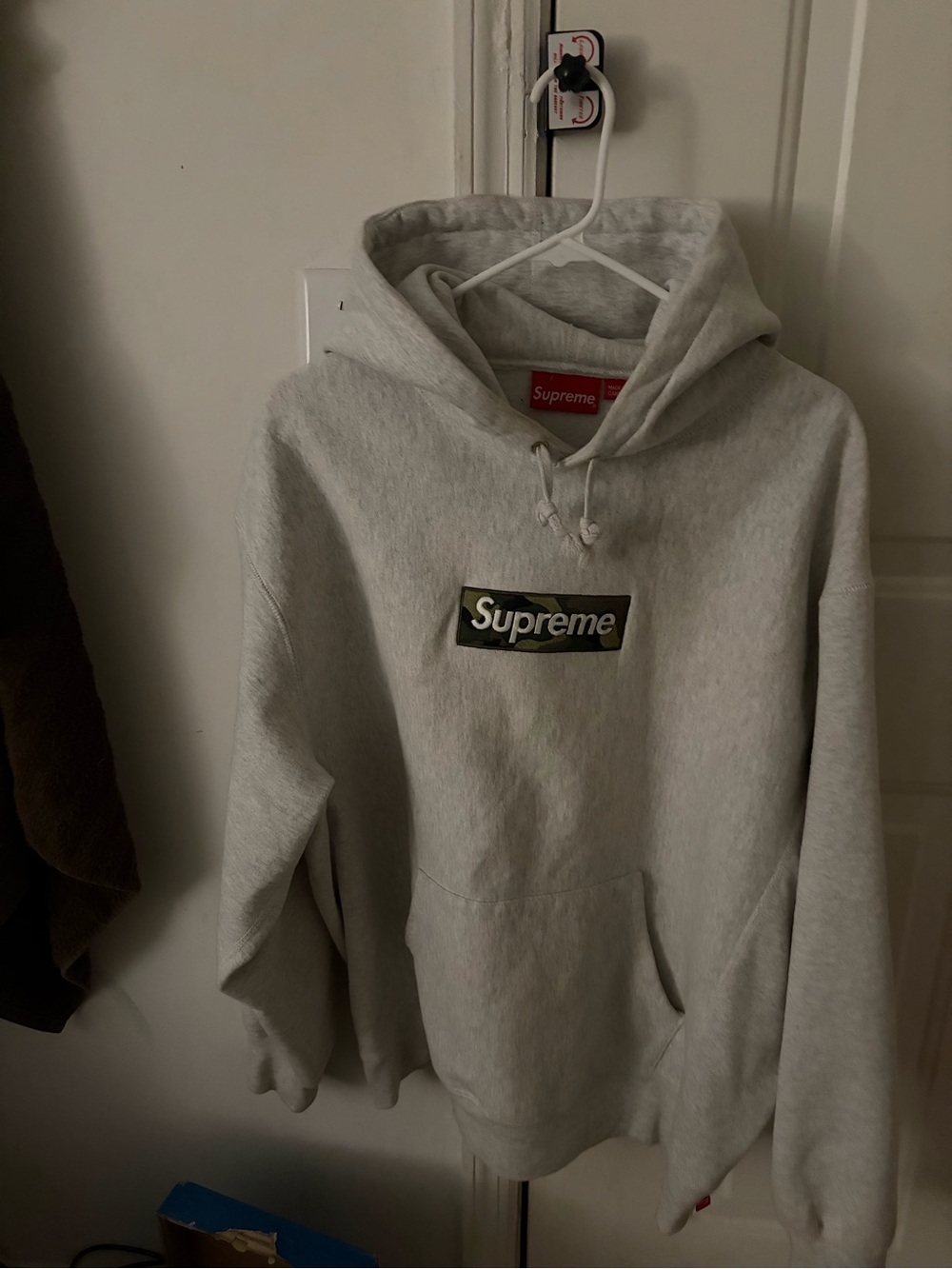 Supreme Gray Hoodie camo box logo
